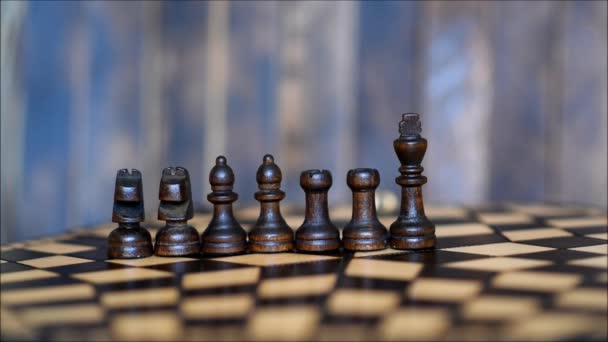 Σκακιστικά Κομμάτια Στη Σκακιέρα — Αρχείο Βίντεο