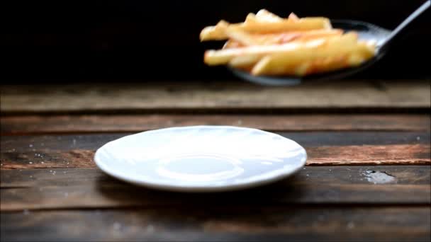 Batatas Fritas Prato — Vídeo de Stock