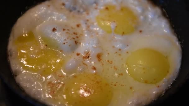 Huevos Fritos Una Sartén — Vídeos de Stock