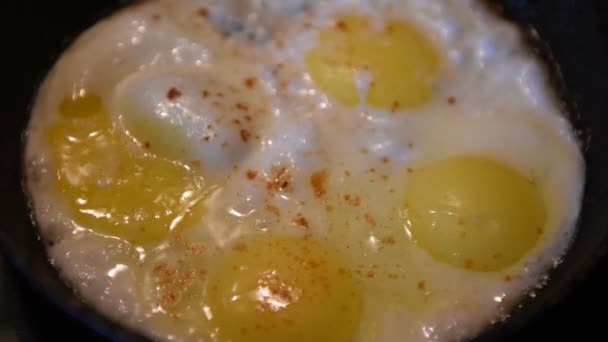 Жареные Яйца Сковороде — стоковое видео
