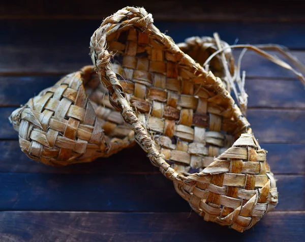 Sepatu Nasional Vintage Rusia Sandal Jenis Bast Lapti — Stok Foto