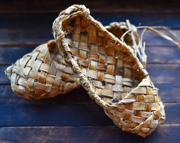 Sepatu Nasional Vintage Rusia Sandal Jenis Bast Lapti — Stok Foto