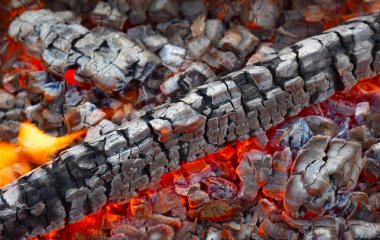 yanan sıcak kömürler, odun, parlak