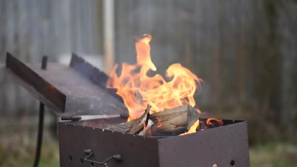 Égő Tüzet Lángok Barbecue — Stock videók