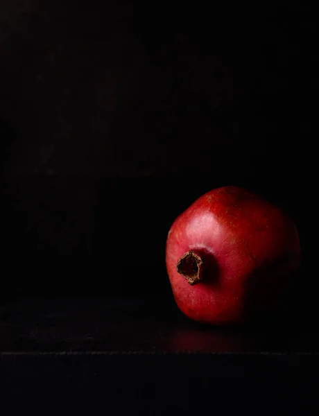 Ripe Red Pomegranate Skin Black Background — Stock Photo, Image