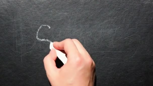 Ζάχαρη Χέρι Γράψτε Λέξη Λευκή Κιμωλία Μαυροπίνακα Διαβήτη Γλυκά Τρόφιμα — Αρχείο Βίντεο