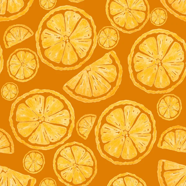 Gelbe Zitronenscheiben Auf Hellbraunem Hintergrund Nahtloses Muster — Stockfoto