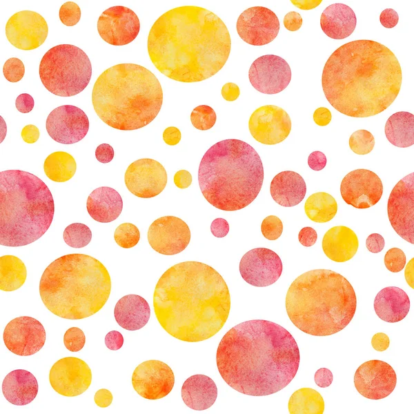 Watercolor Yellow Pink Dots White Background Seamless Pattern — Stock Photo, Image