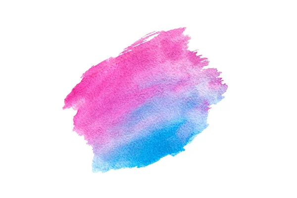 粉红色和蓝色水彩画画笔笔划 抽象背景查出在白色 — 图库照片