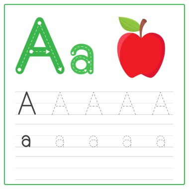 Alfabe yazma kartı - A