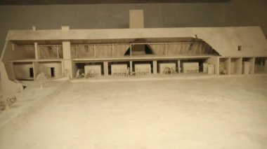 Model küçük binalar, oda minyatür tüm, insanlar, cutaway ev