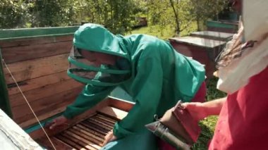 arı kovanı çerçeveleri, yeşil özel giysiler bal hasat arıcı