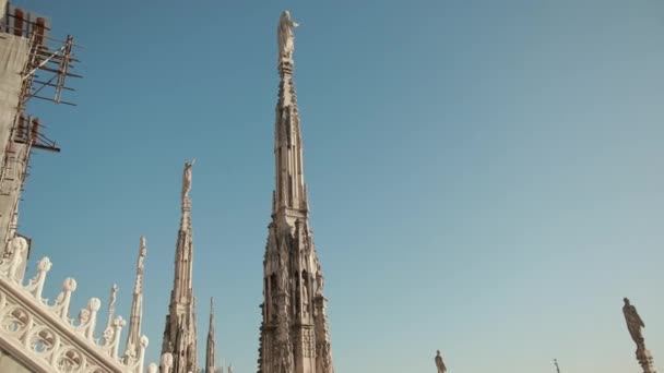 Γλυπτά αγίους και μάρτυρες που διακοσμούν τον καθεδρικό ναό Milan Duomo di Milano — Αρχείο Βίντεο