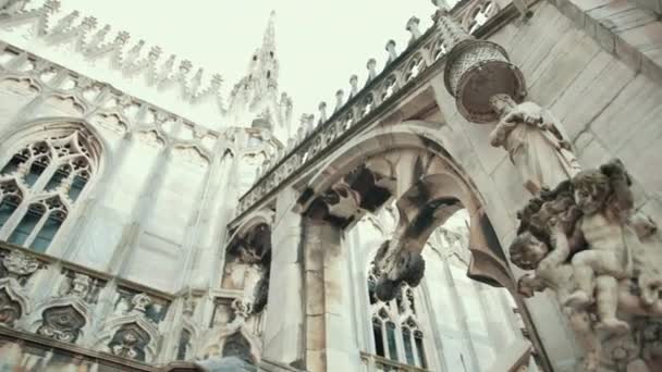 Sculptures Saints et martyrs décorant la cathédrale Milan Duomo di Milano — Video