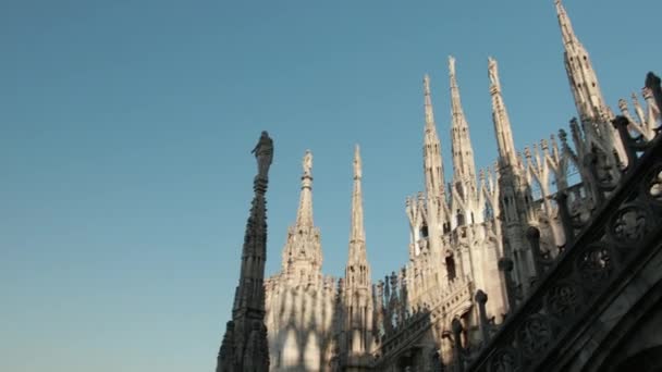 Esculturas santos y mártires decorando la Catedral de Milán Duomo di Milano — Vídeo de stock