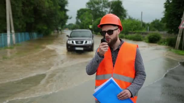 Desastre natural grandes inundações subaquáticas comunidade inteira e inundado — Vídeo de Stock