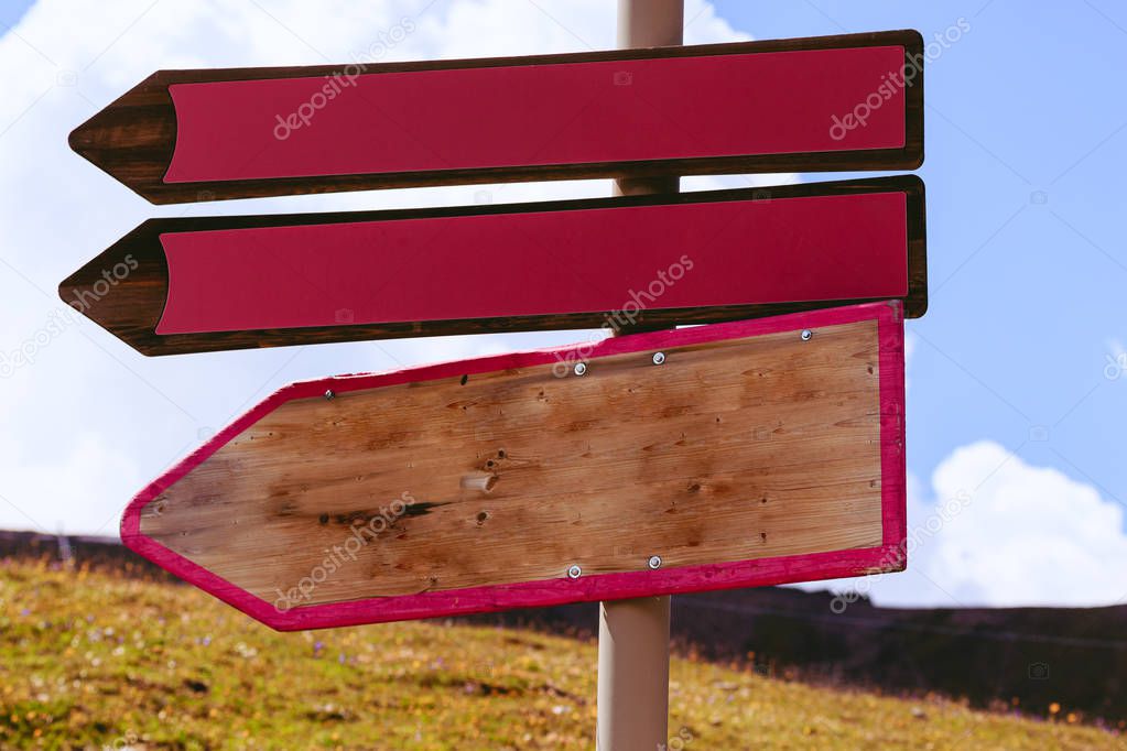 Wooden direction signs