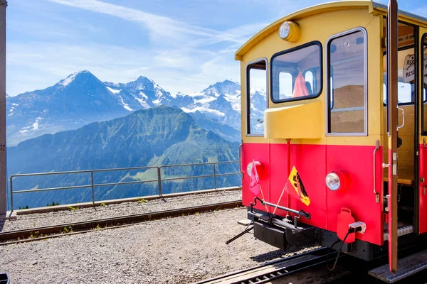 Schynige Platte Berner Oberland Schweiz August 2019 Touristenzug Einem Strahlenden — Stockfoto