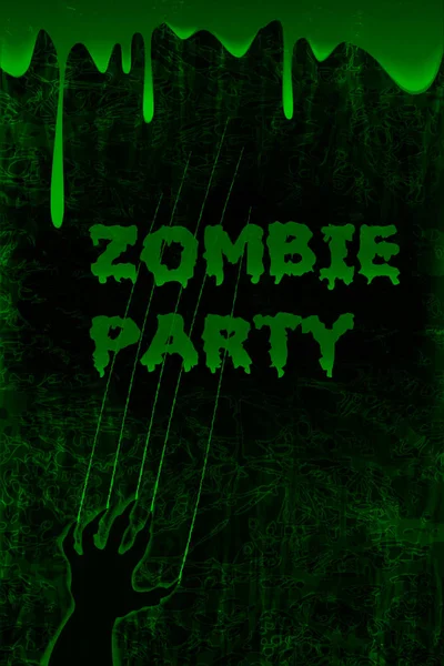 Halloween Dark Background Zombie Party Poster Vector Illustration — Stock Vector