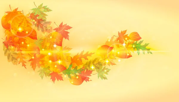 Autumn Background Yellow Red Leaves Vector Illustration — Stock Vector