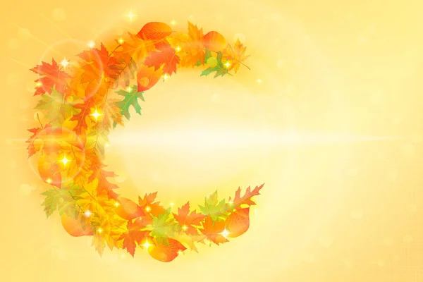 Herbst Hintergrund Mit Gelben Und Roten Blättern Vektorillustration — Stockvektor