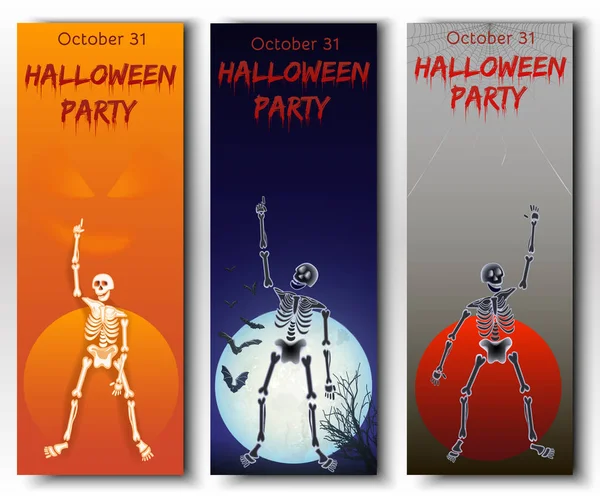 Függőleges Vektor Bannerek Halloween Party Szett — Stock Vector