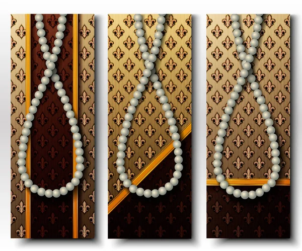 Vektor Banner Mit Perlenkette Auf Königlichem Hintergrund — Stockvektor