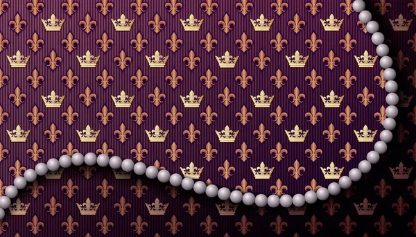 Горизонтальный Королевский Фон Жемчужным Ожерельем Векторная Иллюстрация — стоковый вектор