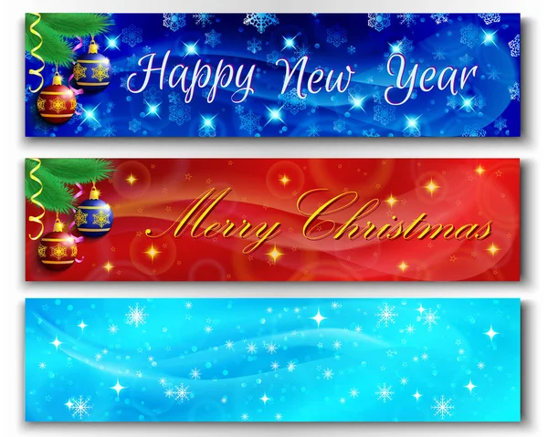 Conjunto Banners Vetoriais Para Feliz Natal Feliz Ano Novo — Vetor de Stock