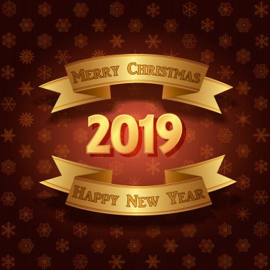 Neşeli şe ve Happy New Year posteri. Vektör çizim.