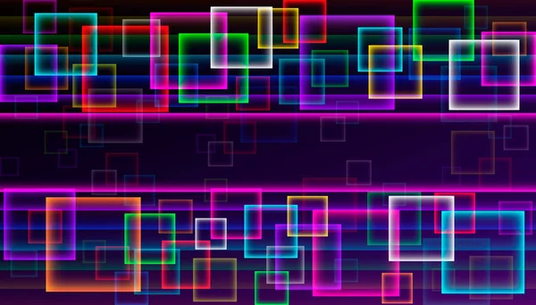 Fondo Vectorial Abstracto Con Cquares Neón Brillante Multicolor Con Lugar — Vector de stock