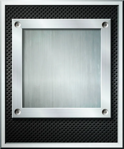 Vierkant Metalen Frame Donkere Geperforeerde Achtergrond — Stockvector