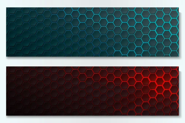 Conjunto Banners Vectoriales Con Azulejos Hexagonales Vector De Stock