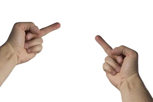 Male Hands Showing Rough Gesture Fuck You Fuck White Background — Stockfoto