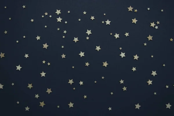 Estrellas Decorativas Sobre Fondo Azul Oscuro Concepto Del Cielo Nocturno — Foto de Stock