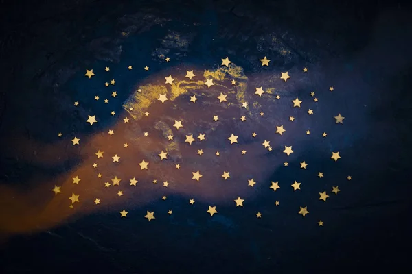 Декоративные Звезды Темно Синем Фоне Концепция Ночного Неба Использоваться Качестве — стоковое фото