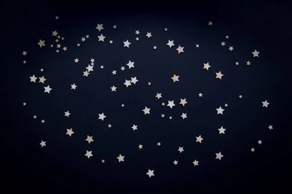 Estrellas Decorativas Sobre Fondo Azul Oscuro Concepto Del Cielo Nocturno — Foto de Stock