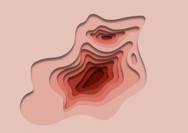 Yumuşak pembe tonlarında renkli kağıt kesme katmanlı arka plan. El yapımı. Konsept tasarım deseni duvar kağıdı, kartpostal, arka plan için. Düz yatıyordu, en iyi görünümü.