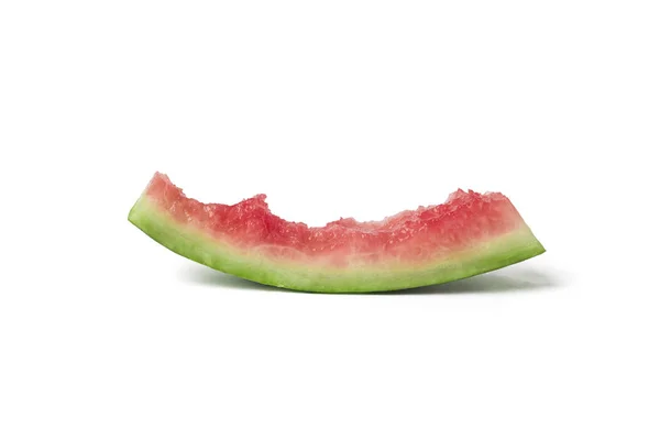 Slice Stalk Watermelon White Background Eaten Watermelon — Stock Photo, Image