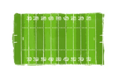 Beyaz bir karton üzerine bir futbol sahası görüntüsünü. Oyun taktikleri. Amerikan futbol oyunu kavramı. Düz yatıyordu, en iyi görünümü