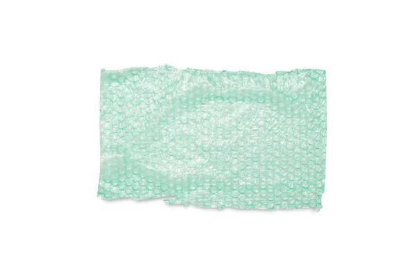 Wrapping film with bubbles on a white isolated background. Flat lay, top view