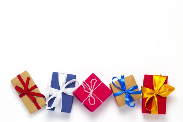 Many Gift Boxes White Background Concept Holiday Gifts Anyone Relatives — Stock Photo, Image