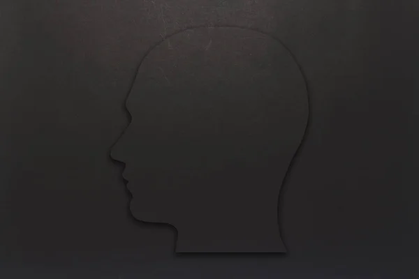 Μαύρο Χαρτόνι Κεφάλι Πάνω Μαύρο Φόντο Αντιγράψτε Χώρο Επίπεδη Lay — Φωτογραφία Αρχείου