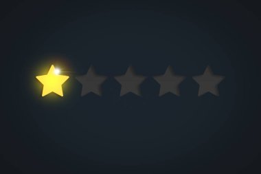 Beş olası karanlık bir arka plan karşı bir yıldız rating. Bir şey değerlendirme kavramı.