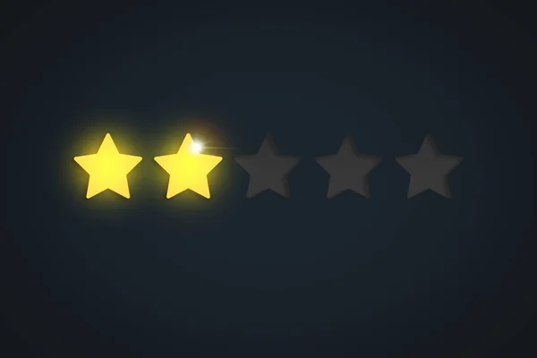 Rating Two Stars Out Five Possible Dark Background Concept Evaluating — Stock Photo, Image