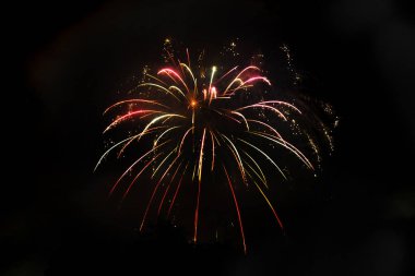 Harika izole Festival havai fişek koyu arka plan üzerinde. Duvar kağıdı veya arka plan kullanılabilir.