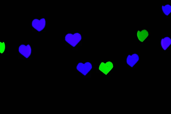 Veelkleurige Bokeh Zwarte Achtergrond Hartvorm Love Concept Valentijnsdag Kan Gebruikt — Stockfoto