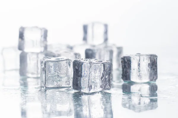 Ice cubes on a white background. Cooling Concept, Food Ice