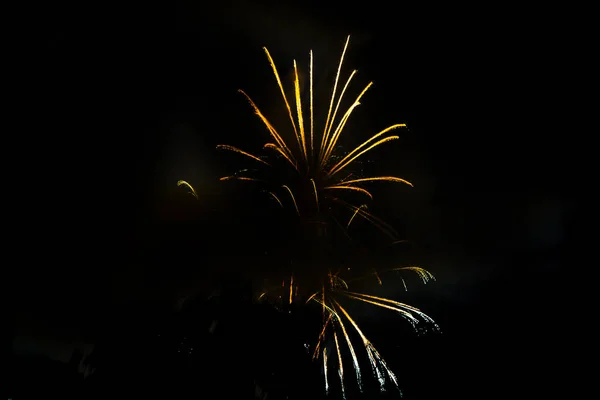 Incrível isolado Fogos de artifício festivos em um fundo escuro. Pode ser — Fotografia de Stock