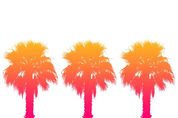 Bir brig üzerinde parlak bir yaz degrade ile palmiye ağaçlarının silueti — Stok fotoğraf